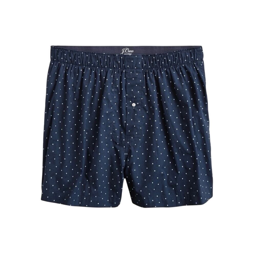 NWT J.Crew Men's Printed Boxers In 100% Cotton Dot Place Navy Chambray Large